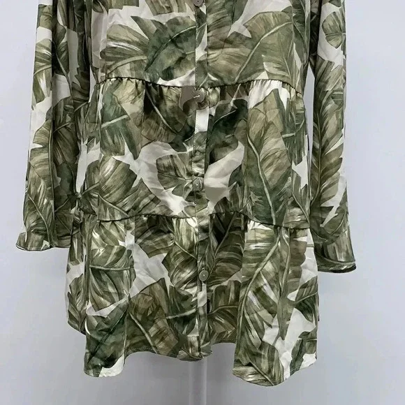 Show Me Your Mumu Marlow Top Blouse Shirt Palm Leaf Print White Green New  XS - Picture 6 of 13